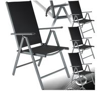 Fauteuils de jardin - TECTAKE - Lot de 4 chaises de jardin pliantes MARILENA Pliable Dossier réglable 7 positions - Noir/Anthracite