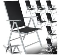 Fauteuils de jardin - TECTAKE - Lot de 8 chaises de jardin pliantes MARILENA Pliable Dossier réglable en 7 positions - Noir/Gris