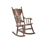 Fauteuils de salon à bascule,rocking chair adulte interieur,rocking chair adulte en bois,Grand dossier avec texte gravé, adapté pour porche, jardin, bureau, terrasse, chaise rétro ( Color : Walnut , S