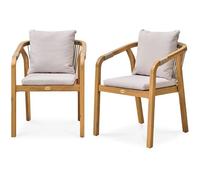 Fauteuils D'extérieur Dcb Garden Serena-Ft Lot De 2 En Acacia Fsc® 100% Avec Coussins Beige 60x58x75 Cm Beige