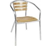 Bolero Lot de 4 fauteuils en aluminium et frêne 570 x 560 x 760 mm