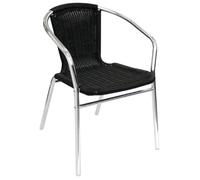 Bolero Lot de 4 chaises en osier, cadre en aluminium – Noir