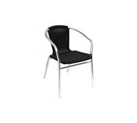 Bolero Lot de 4 chaises en osier avec cadre en aluminium Noir