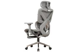 Fauteuils Ergonomiques Fauteuils Confortables pour Ordinateur Longues PéRiodes Assis Fauteuil De Bureau Respirant Et Respirant Fauteuil De Jeu (Pieds en Nylon/Coussin Gris avec Repose-Pieds)