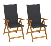 Fauteuils pliants inclinables 4 pièces coussins en bois d'acacia massif vidaXL