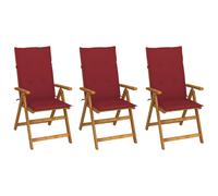 Fauteuils pliants inclinables 4 pièces coussins en bois d'acacia massif vidaXL