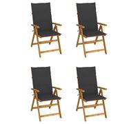 Fauteuils pliants inclinables 4 pièces coussins en bois d'acacia massif vidaXL