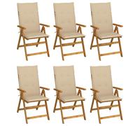 Fauteuils pliants inclinables 4 pièces coussins en bois d'acacia massif vidaXL