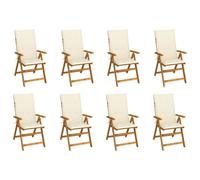 Fauteuils pliants inclinables 4 pièces coussins en bois d'acacia massif vidaXL
