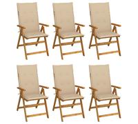 Fauteuils pliants inclinables 4 pièces coussins en bois d'acacia massif vidaXL