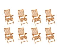 Fauteuils pliants inclinables, 4 pièces, en teck massif vidaXL