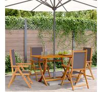 Fauteuils pliants inclinables 4 pièces, tissu anthracite et bois massif vidaXL