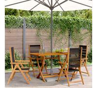 Fauteuils pliants inclinables, lot de 4, en bois d'acacia massif noir vidaXL