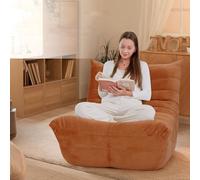 Fauteuils poires,canapé de sol paresseux avec support dorsal,chaise désossée en éponge à rebond de mémoire,convient for chambre à coucher,coin de lecture,dortoir,chaise de cheminée de salon(Orange)