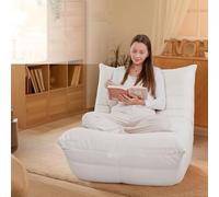 Fauteuils poires,canapé de sol paresseux avec support dorsal,chaise désossée en éponge à rebond de mémoire,convient for chambre à coucher,coin de lecture,dortoir,chaise de cheminée de salon(White)