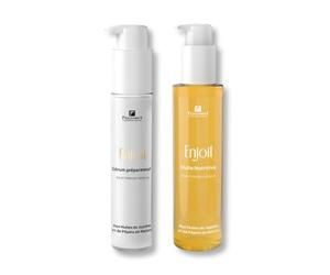 Fauvert Professionnel Routine ENJOIL - Sérum Préparateur Thermoprotecteur 50ml + Huile Nutritive Anti-Frisottis 100ml - Huile de Jojoba & Pépins de Raisin - Soins Sans Rinçage - Fabriqués en France