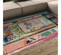 Fauvisme Peinture à l’Huile Tapis Vibrant Abstrait Fenêtre Extérieur Scène Lavable Non Glissant Tapis À Pils Bas pour Bureau Studio Étude 150x210cm