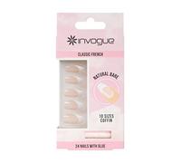 Faux 24 Ongles en Forme de Cercueil Français Classique, Nue Naturelle