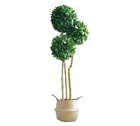 Faux Arbre Boule de Laurier Artificiel TRE 140 cm/4,5 Pieds Faux Arbre avec Panier de Ventre en jonc de mer tissé Arbre de Simulation Plante Artificielle d'intérieur décor à la Maison