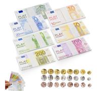 Faux Billets Euros Factice, Factures,Billet Euro, Learning Ressources Monnaie Factice, Pièces de Monnaie Jouets pour Enfants Argent Arithmétique, Argent Fictif Magasin de Jeux pour Enfants