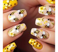Faux cercueil en acrylique à coller sur les ongles - Fleurs de printemps - Accessoires pour manucure