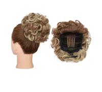 Faux chignon Chignons bouclés en désordre, postiche à cordon de serrage synthétique, peigne, extension cheveux queue cheval Femmes(Light Brown mix Natural Blonde)