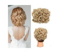 Faux chignon Extensions de cheveux courts et bouclés en chignon décoiffé, peignes, chouchous à clipser for queue cheval Femmes(14)
