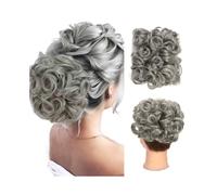 Faux chignon Extensions de cheveux courts et bouclés en chignon décoiffé, peignes, chouchous à clipser for queue cheval Femmes(Dimgray)