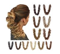 Faux chignon Extensions de cheveux synthétiques bouclés à chignon long et désordonné enrouler soi-même Femmes(Light Ash Brown Mix Golden Brown)