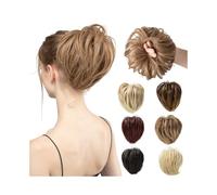 Faux chignon Extensions de cheveux synthétiques en chignon décoiffé, queue cheval courte et raide 18 cm Femmes(Ash blonde)