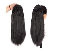 Faux chignon, postiche cheveux, queue de cheval synthétique Yaki droite avec cordon de serrage afro queue de cheval extension for femme 1 pièce 20 pouces naturel noir vin rouge crépus queue de cheval