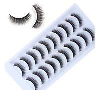 Faux Cil Naturel Court 10 Paires 6D Léger Doux Faux de Vison Réutilisable Wispy Duveteux False Eyelashes Kit Imperméable Épais Fluffy Noir Maquillage Fake Lashes Bien Courbés