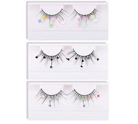 Faux Cils, 3 paires de Cils Dramatiques Moelleux 6D, Faux Cils Naturels Bouclés Professionnels False Eyelashes pour Femmes Maquillage, Coeur coloré/Coeur noir/Fleur colorée