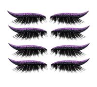 Faux Cils | 4 Paires Réutilisables Autocollants de Cils avec Liner,Adhésif Imperméable Maquillage Beauté Effet Pailleté pour Yeux Femmes Filles Débutants Quotidien