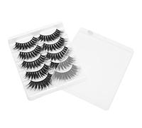 Faux-cils 5 paires de cils épais et bouclés en trois dimensions, ensemble d'aspect naturel, pour maquillage quotidien, fête, rencontres, vêtements de scène, cils en fibres (002)