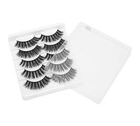 Faux-cils 5 paires de cils épais et bouclés en trois dimensions, ensemble d'aspect naturel, pour maquillage quotidien, fête, rencontres, vêtements de scène, cils en fibres (003)