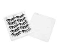 Faux-cils 5 paires de cils épais et bouclés en trois dimensions, ensemble d'aspect naturel, pour maquillage quotidien, fête, rencontres, vêtements de scène, cils en fibres (004)