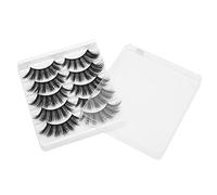 Faux-cils 5 paires de cils épais et bouclés en trois dimensions, ensemble d'aspect naturel, pour maquillage quotidien, fête, rencontres, vêtements de scène, cils en fibres (001)