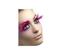 Smiffys Cils, roses, avec plume, colle incluse