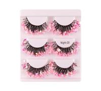 Faux cils - Cils de vison | Cis volumineux, cis moelleux, 3 paires de fournitures de maquillage pour les yeux recourbés à paillettes cs à paillettes pour femme, petite amie, sa femme, fête sur scè
