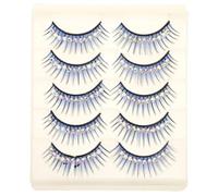 Faux Cils de Scène Bleus 5 Paires à Tige Dure en Fibre Chimique | Léger, Vif, Facile à Retirer, pour Défilé de Mode et Photographie, Style Glamour