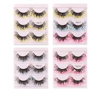 Faux Cils, Ensemble De 3 Paires De Cils, 11,2 X 9,2 Cm, Faux Volumineux À Paillettes, Maquillage Des Yeux Dramatique, Looks Élégants Et Audacieux, Idéal Pour Les Femmes, Les Filles, La Petite Ami