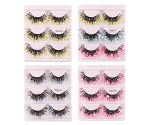 Faux Cils, Ensemble De 3 Paires De Cils, 11,2 X 9,2 Cm, Faux Volumineux À Paillettes, Maquillage Des Yeux Dramatique, Looks Élégants Et Audacieux, Idéal Pour Les Femmes, Les Filles, La Petite Ami
