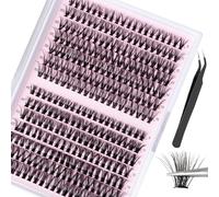 Faux Cils Individuels set, 280 pièces Cluster Cils Volume D Curl 9 11 12 13 14 15 16mm Cluster Eye Lashes avec Pincette pour Maquillage DIY Extension de Cils
