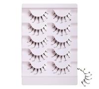 Faux Cils Kit Extension de Cils Professionnel, 5Paires 3D Demi Fake Eye Lashes Naturel Mascara Effet Individuel Cat Eye Avec Glitter Makeup Accesory pour Fille Adolescente Cadeau Femme,#039