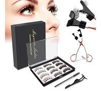 Faux Cils Magnetique, 3D Eyelashes Magnétiques Naturel, Faix Cils Magnetique Sans Eyeliner, Fake Lashes Magnetic Reutilisable, Kit Extension Cils Aspect Naturel (Noir)