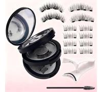 Faux Cils Magnetique Naturel, 3 Paires Cils Magnétiques Avec Applicateur Et Recourbe-Cils, 3D Réutilisables, Etanche Durable, Aux Débutants, Cadeaux, Fêtes(Noir)