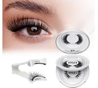 Faux Cils Magnetique Naturel Réutilisables avec Applicateur, Aucune Colle Nécessaire, Cils Magnetique facile à porter et à enlever avec instructions (B+J-2 paires)