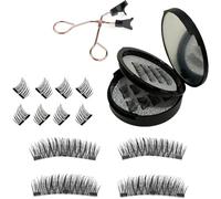 Faux Cils Magnétiques 3D Réutilisables 18mm, Sans Colle ni Eye-Liner, Microfibre, Noir, Volume Naturel, Haute Adsorption
