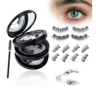 Faux cils magnétiques au look naturel avec applicateur, modèles cils complets et 3/4, faux cils magnétiques réutilisables sans colle ni eye-liner
